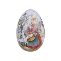 Painted Eggshell Style tin Box for Easter, Bunny Mom Vintage Easter Egg Gift Candy Box Storage Box for Festival Party Decoration Supplies