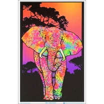 Painted Elephant Blacklight Poster - Flocked 23x35 in.