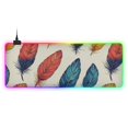thumbnail image 1 of Painted Feathers RGB Gaming Mouse Pad Large Keyboard Mat Rubber Base 13 Light Modes, 1 of 6