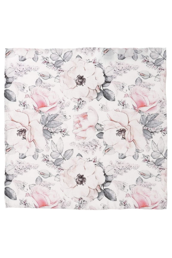 Painted Floral Gray Pocket Square