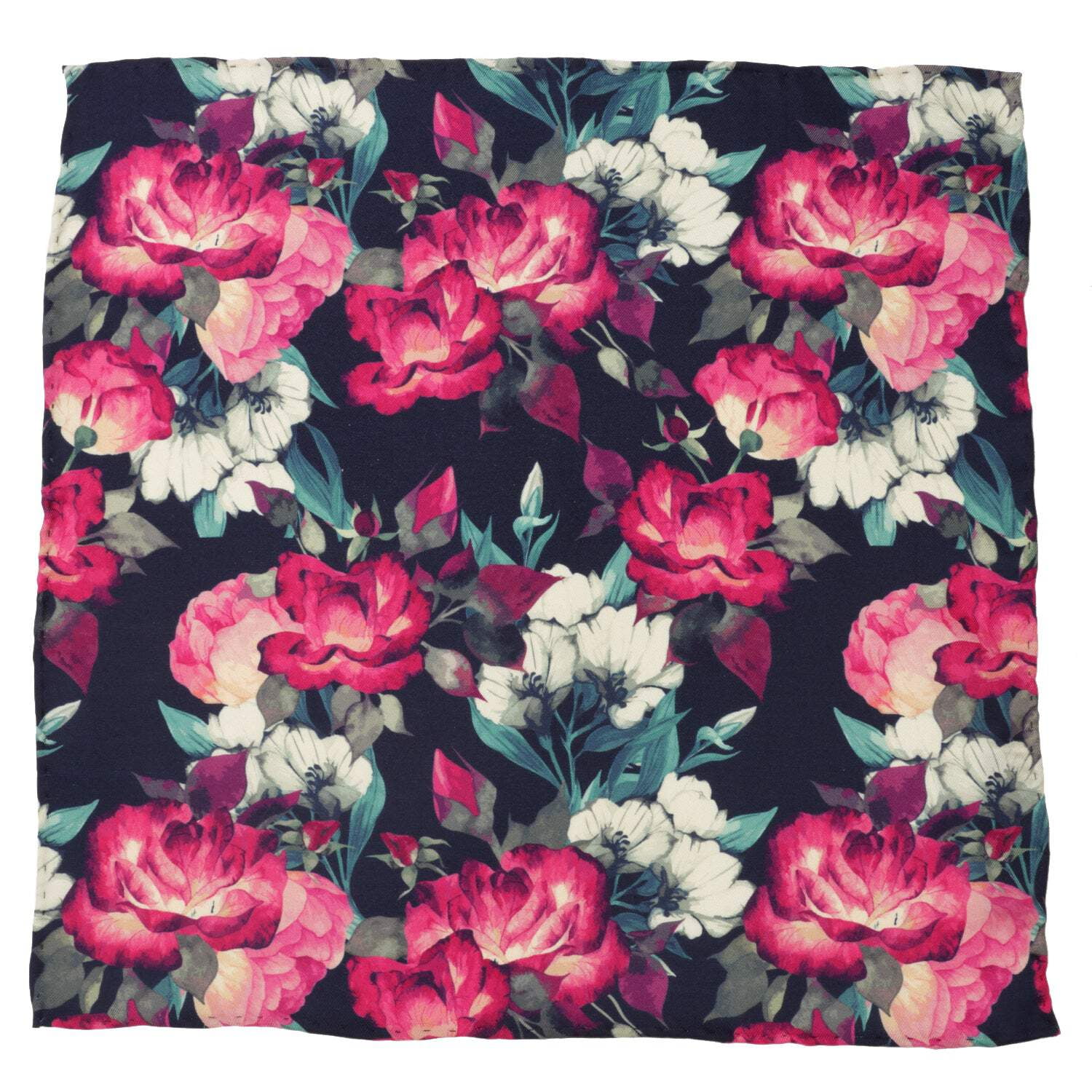 Navy Rounded Square Painted Floral Navy Pocket Square - Walmart.com