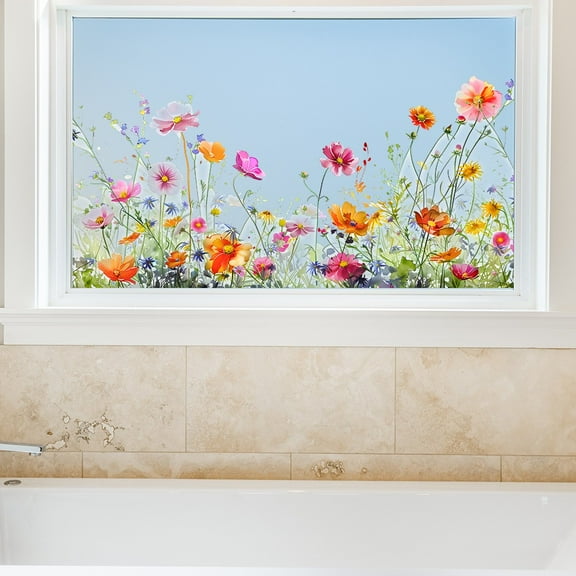 Painted Flower Leaf Window Stickers Removable Glass Door Decal Home Living Room Beautification Decor