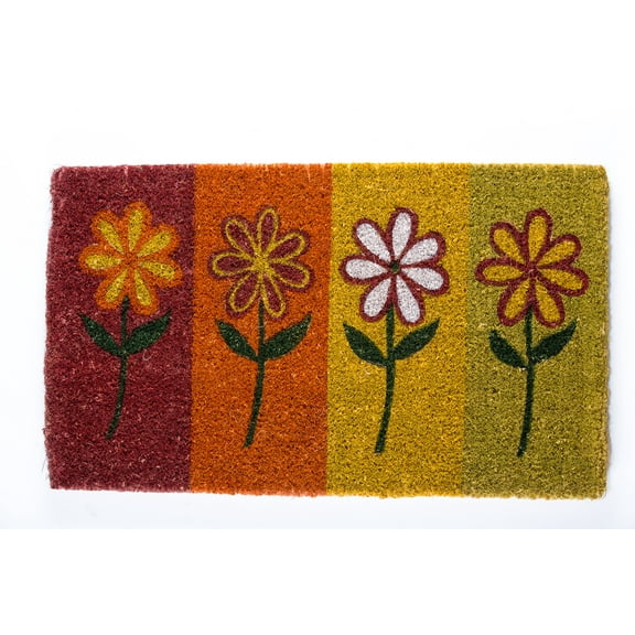 Painted Flowers Design Coco Doormats by Coco Mats N More - 18" x 30" x 1 Inch Thick