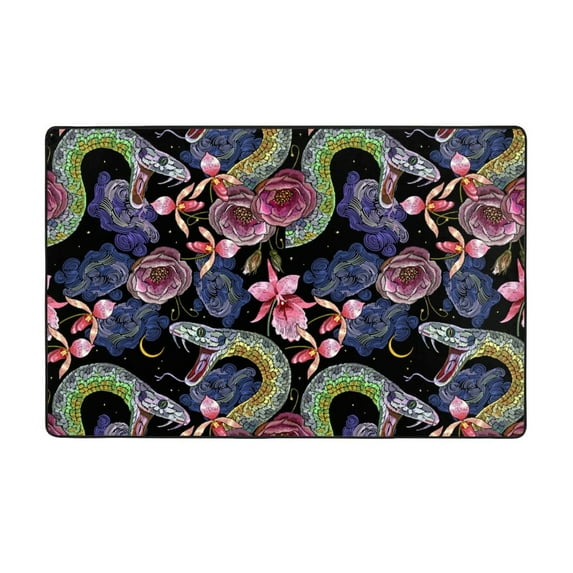Painted Funny Cool Snake Flower Shaggy Area Rug, Rugs for Living Room Bedroom Non Slip Door Mat Indoor Carpet Machine Washable Nursery Home Decor Floor Mats for Entryway 60x39in-#
