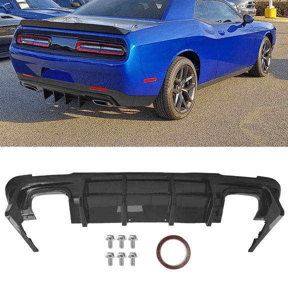 Painted Gloss Black Rear Bumper Lip Diffuser Fits Dodge Challenger 2015-2023