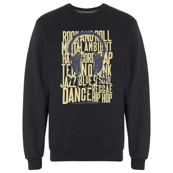Painted Headphones Music Style Sweatshirt Men -Image by Shutterstock, Male XX-Large