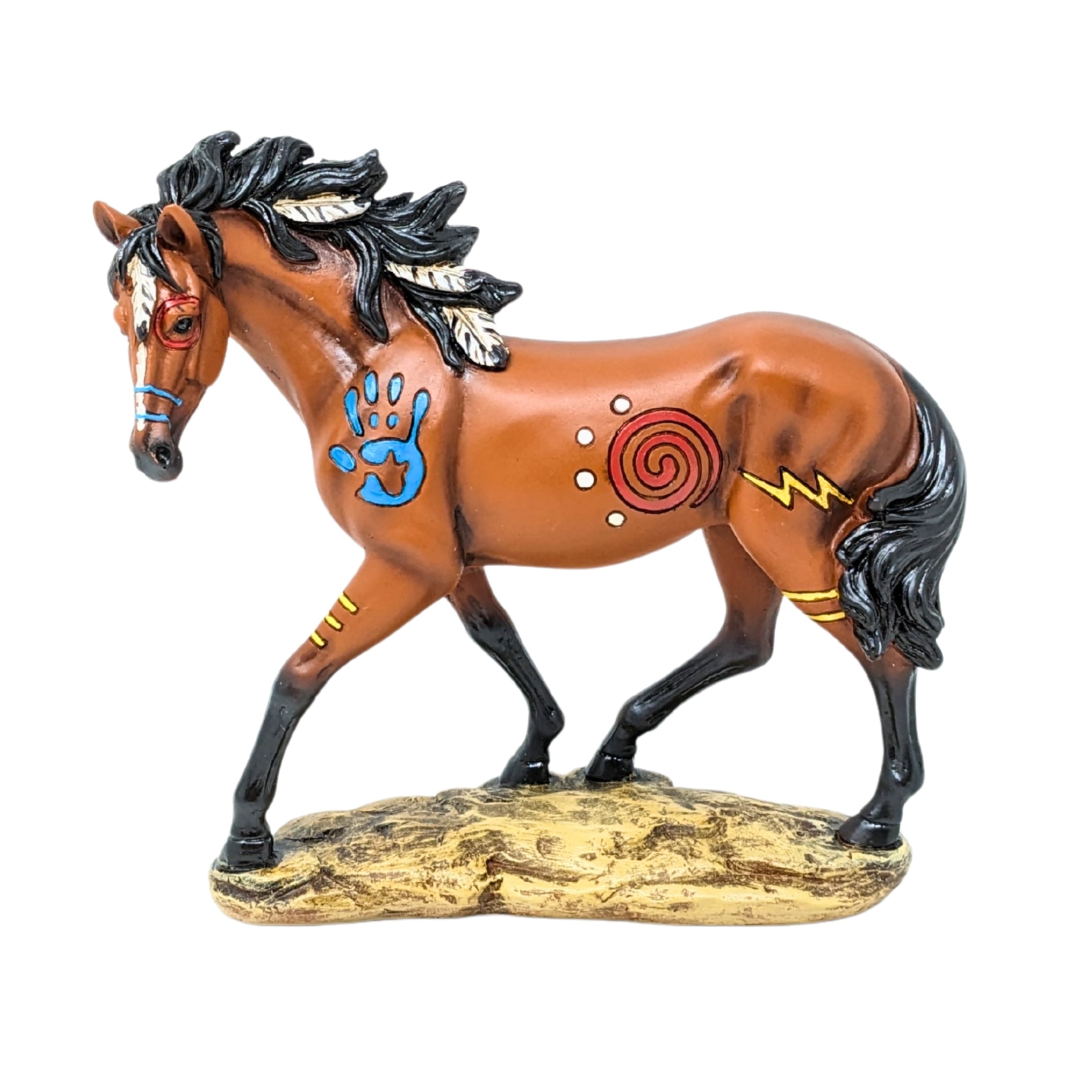 Painted Horse Figurine - Southwestern Brown Pony Sculpture & Western Shelf Decor - Hand-Painted Collectible  Statue for Home & Office - Equestrian Gifts for Horse Lovers & Collectors