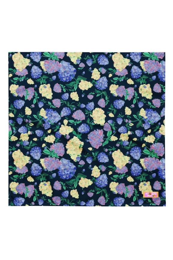 Painted Hydrangea's Navy All-Over Print Bandana