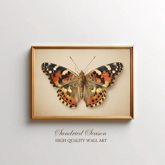 Painted Lady Butterfly Art Insect Illustration Natural History Home Decor, Unframed Paper Poster 8x10in
