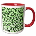 thumbnail image 1 of 3drose, Painted Leopard Print - Green, 11oz Two-tone Red Mug, 1 of 6
