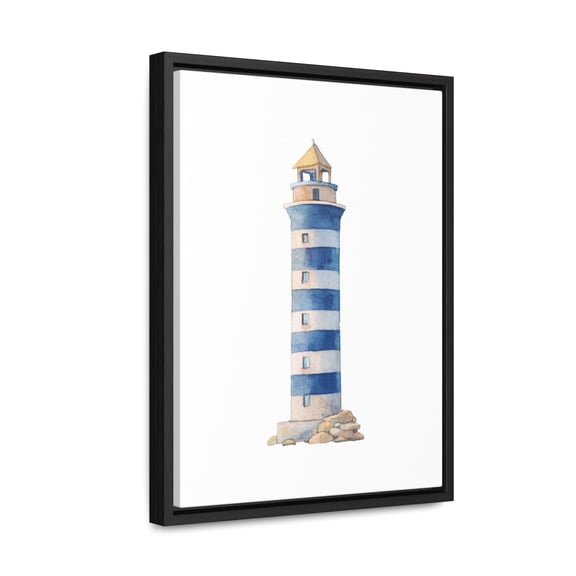 Painted Lighthouse Decor, Beach House Style Framed Canvas Wall Art