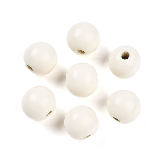 Painted Natural Wood Beads Round Old Lace 16mm Hole: 4mm DIY