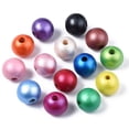thumbnail image 1 of Painted Natural Wood European Beads Pearlized Large Hole Beads Round Mixed Color 16x14.5mm Hole: 4mm, 1 of 4