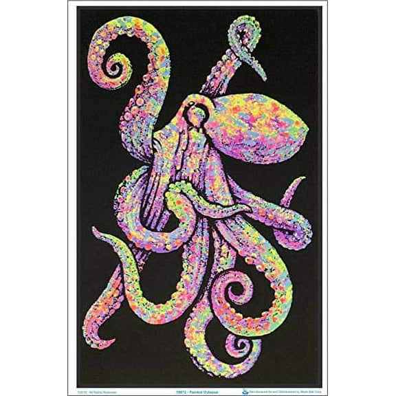 Painted Octopus Laminated Blacklight Poster - 23.5" x 35.5"