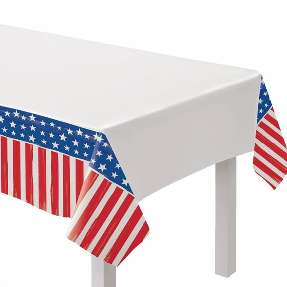 Painted Patriotic America USA July 4th Theme Party Decoration Plastic Tablecover