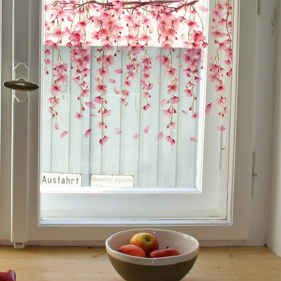Painted Peach Branches Glass Door Wall Sticker - Peel & Stick Living Room Bedroom Decorative Window Decal, Home Beautification Removable Mural Sticker