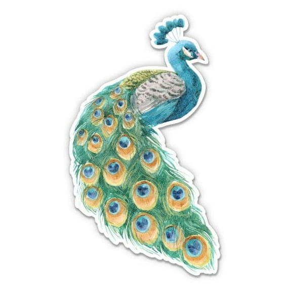 Painted Peacock - 3" Vinyl Sticker - For Car Laptop I-Pad Phone Helmet Hard Hat - Waterproof Decal