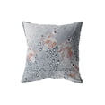 thumbnail image 1 of Painted Peacock Indoor/Outdoor Pillow with Removable Cover in Gray on Muted Blue26x26, 1 of 9