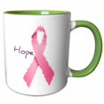 thumbnail image 1 of 3drose, Painted Pink Ribbon Hope- Art- Breast Cancer Awareness, 11oz Two-tone Green Mug, 1 of 6