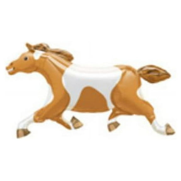 BROWN WHITE HORSE PONY MYLAR FOIL WESTERN BALLOON