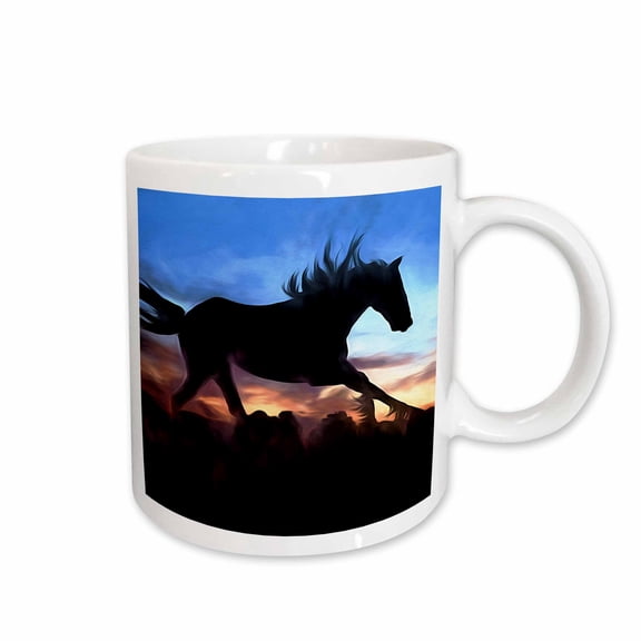 3drose, Painted Pony Is a Horse Running at Twilight in a Dreamy Effect, 15oz Mug