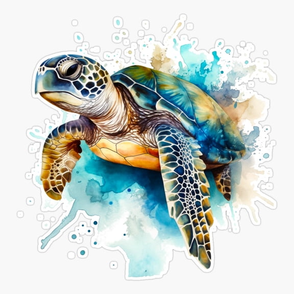 Painted Sea Turtle Art Vinyl Decal Sticker