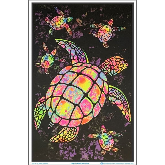 Painted Sea Turtles Black Light Poster 23 x 35
