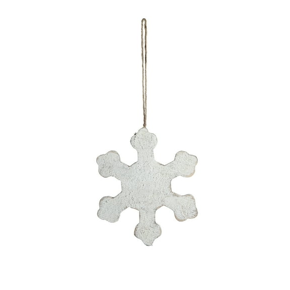 Painted Snowflake Christmas Ornaments: Antique White, 8 inches