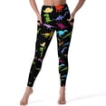 thumbnail image 1 of Painted Space Dinosaurs Print Leggings Pockets Printed Yoga Pants Push Up Workout Yoga Legging Retro Stretch Sports Tights, 1 of 6