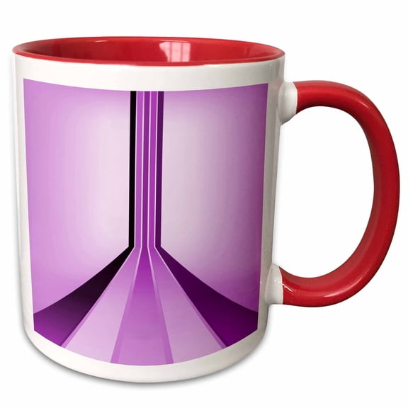 3drose, Painted Stripes up the Wall in Purple, 11oz Two-tone Red Mug