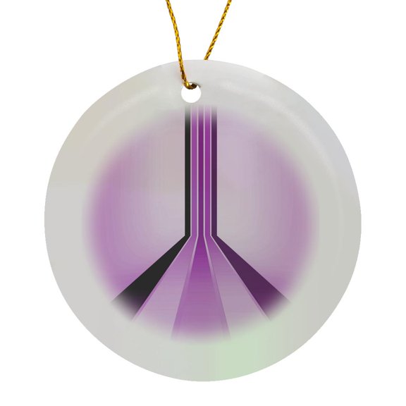 3drose, Painted Stripes up the Wall in Purple, Circle Porcelain Ornament