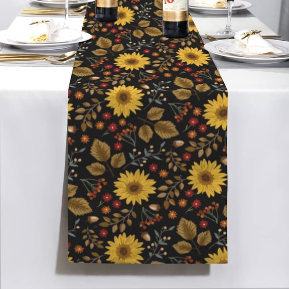 Painted Sunflowers | Thanksgiving Table Runner 72" x 13"  100% Polyester, Rustic Fall Harvest Dining Decor, Machine Washable Holiday Table Decoration