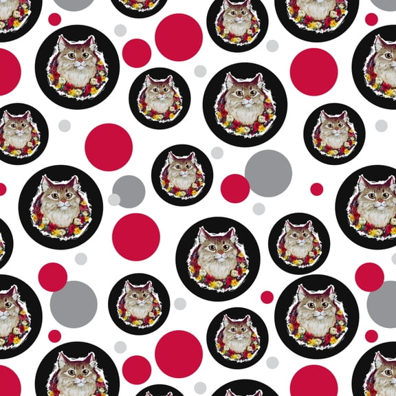 Painted Tabby Cat with Flowers Premium Gift Wrap Wrapping Paper Roll