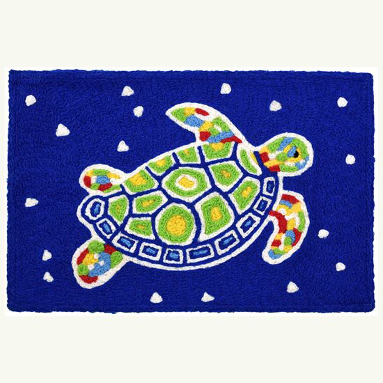 Handmade Blue Synthetic Rectangular Turtle Accent Rug 20" x 30"
