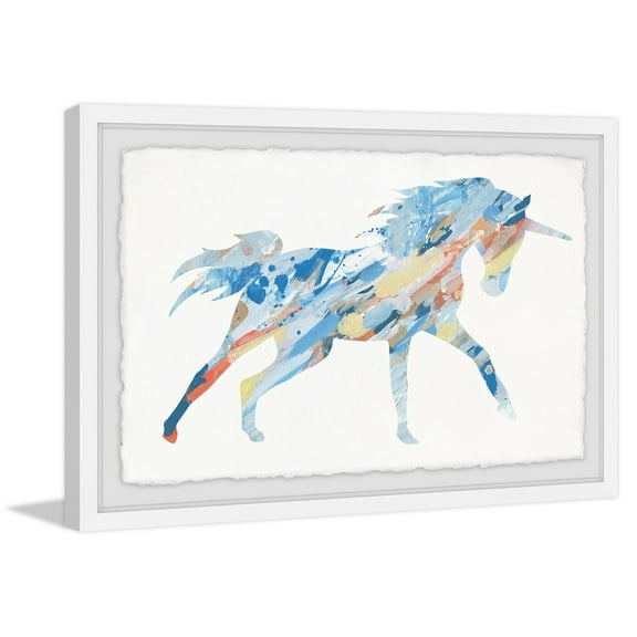 Painted Unicorn Framed Painting Art Print, 12.00" x 1.50"