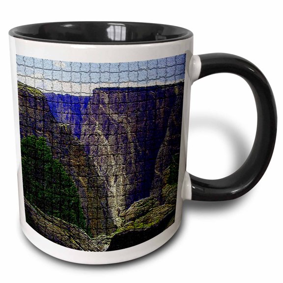 3drose, Painted Wall Black Canyon of the Gunnison Mosaic, 11oz Two-tone Black Mug