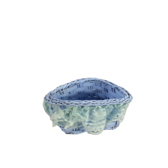 Painted Wicker Basket with Lace Wedding Party Favors Easter Decoration 2pcs/pkg Blue