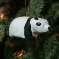thumbnail image 1 of Painted Wood Panda Christmas Ornament, 1 of 3