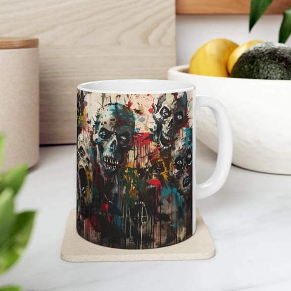Painted Zombie Attack Mug, The Undead Mug, Walking Dead Mug, Vampire Mug, Ghouls Mug, s, Walkers, Lurkers, Biters, Infected, Gift Ideas.