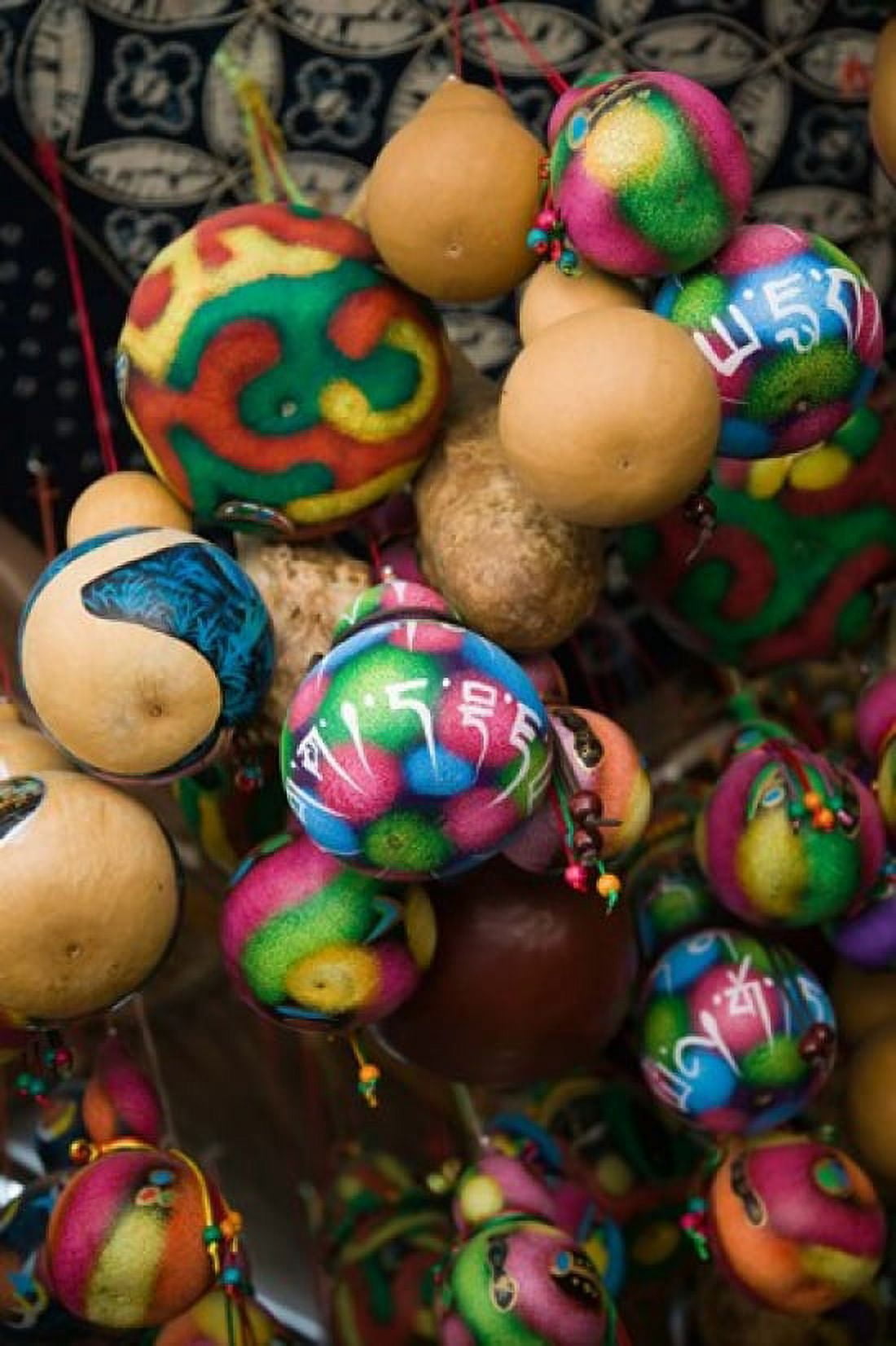 Painted gourds for sale in a street market Old Town Lijiang Yunnan Province China Canvas Art - Panoramic Images (24 x 36)