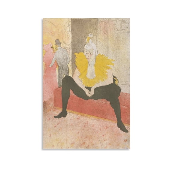Painter Henri De Toulouse-Lautrec Masterpiece Seated Clown Posters Wall Art Poster Gifts Bedroom Prints Home Decor Hanging Picture Canvas Painting Posters 24x36inch(60x90cm)