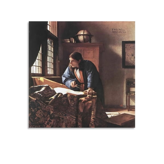 Painter Johannes Vermeer Painting The Geographer Posters Canvas Art Poster and Art Picture Print Family Decor Posters 24x24inch(60x60cm)