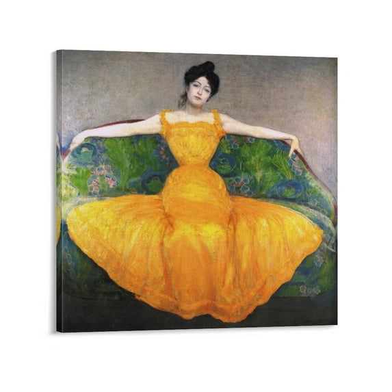 Painter Max Kurzweil Lady in A Yellow Dress Art Poster Painting On Canvas Wall Art Poster Scroll Picture Print Living Room Walls Decor Home Posters 20x20inch(50x50cm)