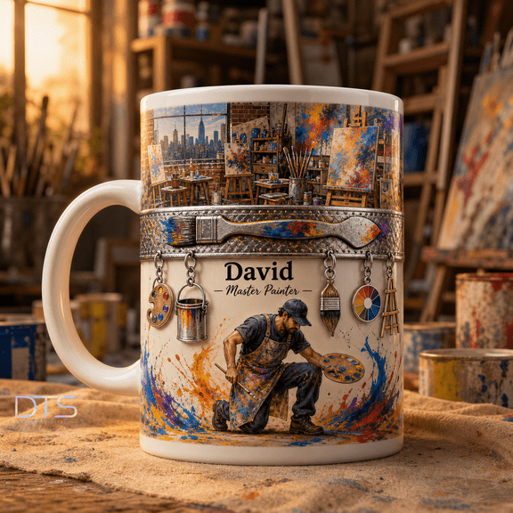 Painter Mug Gift for Artists, Creative Coffee Cup for Painters and Art Studio Lovers