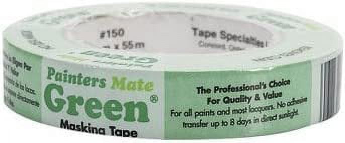Henkel Corp./Shurtech Brands Painter's Mate Masking Tape - Green - 9 Rolls, 0.94 in x 60 yd — Interior & Exterior Use, Professional Finish