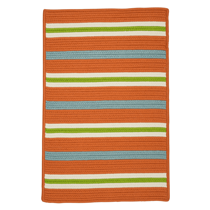 Tangerine & Blue Handmade Braided Reversible Synthetic Rug 2'x3'