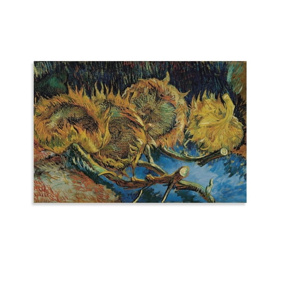 Painter Vincent Van Gogh English Four Cut Sunflowers Poster Artworks Canvas Poster Room Aesthetic Wall Art Prints Home Modern Decor Gifts 16x24inch(40x60cm)