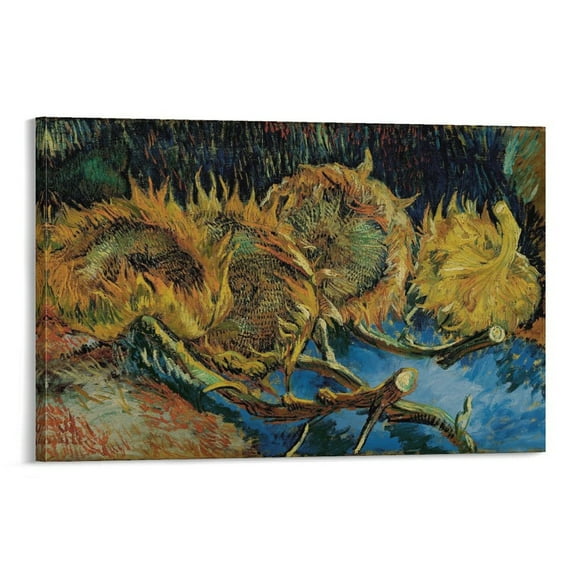 Painter Vincent Van Gogh English Four Cut Sunflowers Poster Artworks Canvas Poster Room Aesthetic Wall Art Prints Home Modern Decor Gifts 16x24inch(40x60cm)