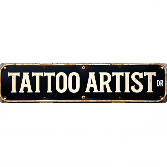 Painter Way Tin Signs 16*4 Inches "Tattoo Artist Dr" Office, Bedroom, Garage Decor Unique Wall Decor, Outdoor Sign, Mens Wall Decor