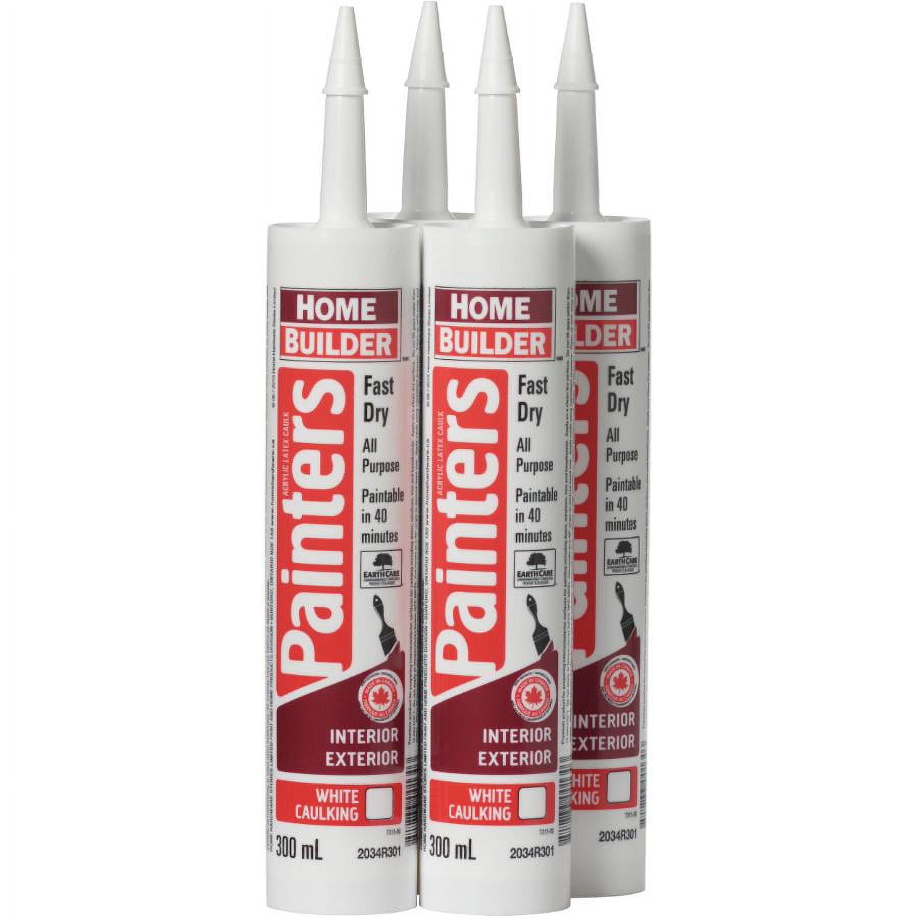 Painter's Interior & Exterior Latex Caulking White, 300 ml, 4 Pack